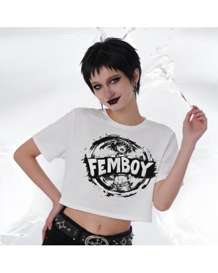 Femboy Crop Top Shirt – Feminine Androgynous Athletic Top, Gender Fluid Activewear Tee