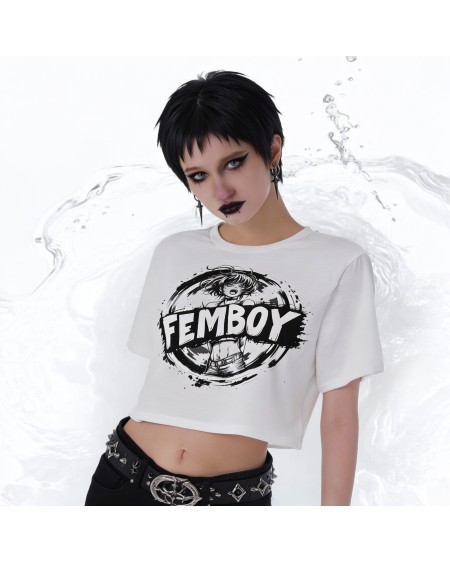 Femboy Crop Top Shirt – Feminine Androgynous Athletic Top, Gender Fluid Activewear Tee