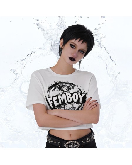 Femboy Crop Top Shirt – Feminine Androgynous Athletic Top, Gender Fluid Activewear Tee