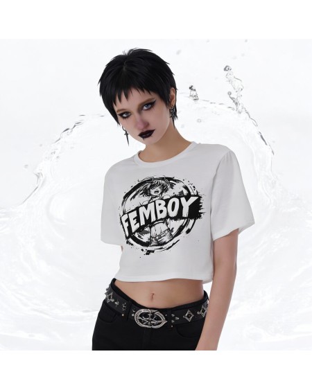 Femboy Crop Top Shirt – Feminine Androgynous Athletic Top, Gender Fluid Activewear Tee