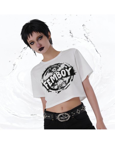 Femboy Crop Top Shirt – Feminine Androgynous Athletic Top, Gender Fluid Activewear Tee