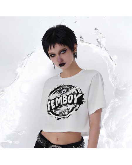 Femboy Crop Top Shirt – Feminine Androgynous Athletic Top, Gender Fluid Activewear Tee