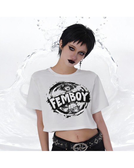 Femboy Crop Top Shirt – Feminine Androgynous Athletic Top, Gender Fluid Activewear Tee