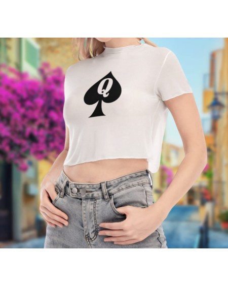 Transparent Crop top QUEEN OF SPADES, queen off spades