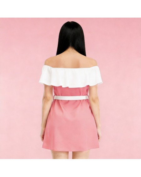 Pink Sissy Maid Dress Off Shoulder Chiffon Outfit