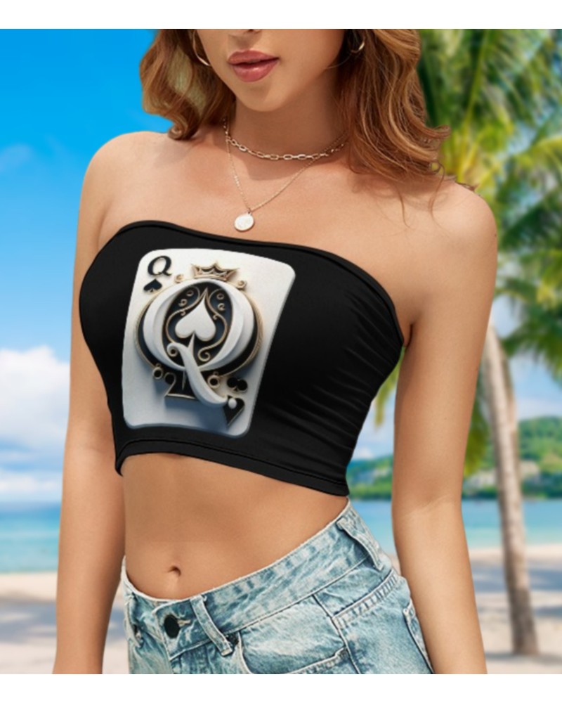 QUEEN OF SPADES Casual Style Tube Top, Top queen off spades,