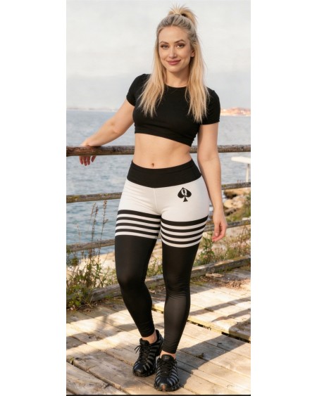 Queen of Spades Leggings High Waist Black White S-6XL