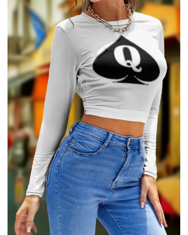 Croc Top QUEEN OF SPADES long sleeve, hotwife t - shirt,