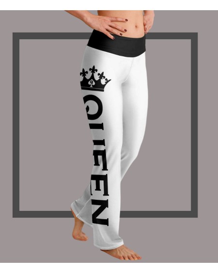 QUEEN OF SPADES White Flare Leggings, queen of spades, qos,