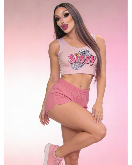 Sissy Crop Top Pink Chastity Cage XS-5XL Femboy Fetish