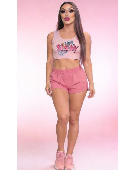 Sissy Crop Top Pink Chastity Cage XS-5XL Femboy Fetish