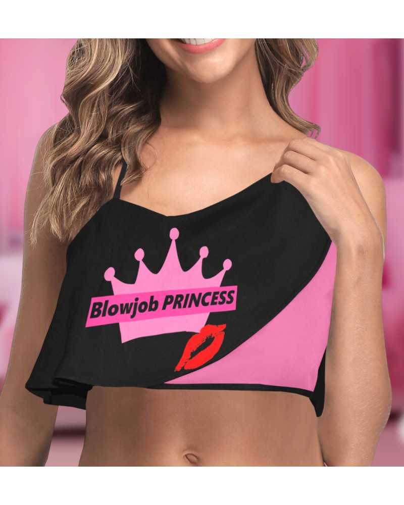 BLOWJOB PRINCESS Ruffle Bikini Top, Hotwife t - shirt, qos t