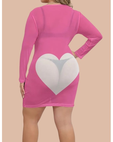 Pink Sheer Sissy Dress Transparent Mesh Fetish L-4XL