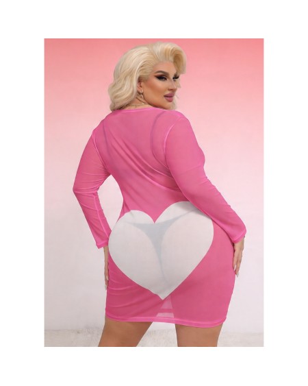 Pink Sheer Sissy Dress Transparent Mesh Fetish L-4XL