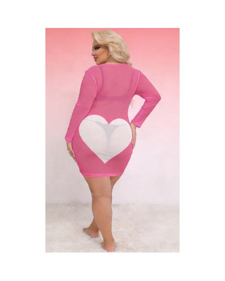 Pink Sheer Sissy Dress Transparent Mesh Fetish L-4XL