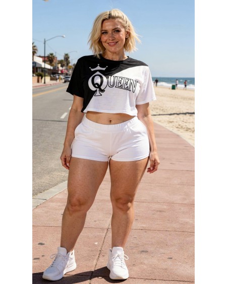 Queen of Spades Crop Top Black White Sexy Fetish XS-5XL