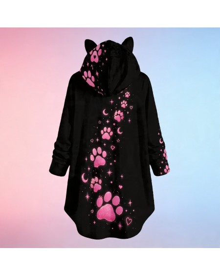 Femboy Cat Hoodie Kawaii Pink Black Cat Ears Hoodie