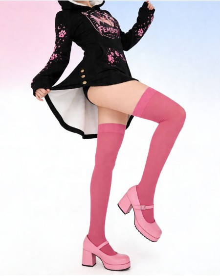 Femboy Cat Hoodie Kawaii Pink Black Cat Ears Hoodie