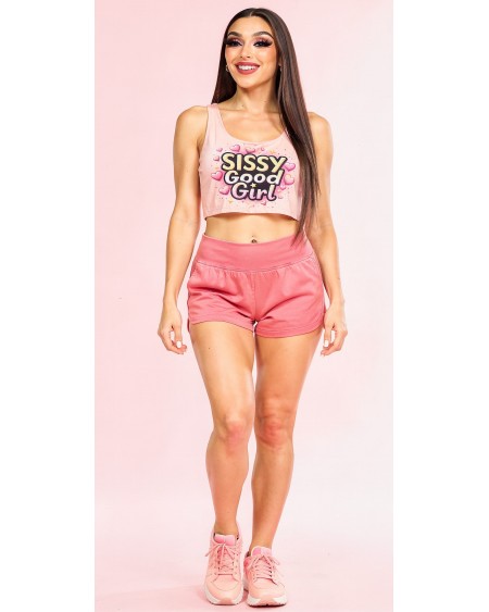 Sissy Good Girl Crop Top Pink Femboy Shirt S-5XL