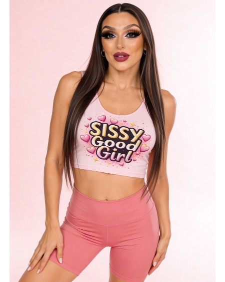 Sissy Good Girl Crop Top Pink Femboy Shirt S-5XL