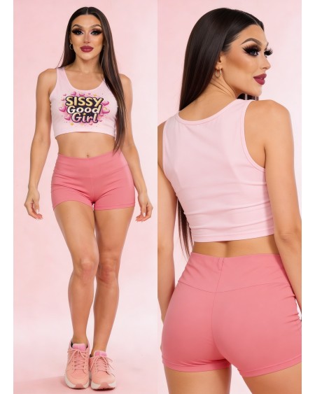 Sissy Good Girl Crop Top Pink Femboy Shirt S-5XL
