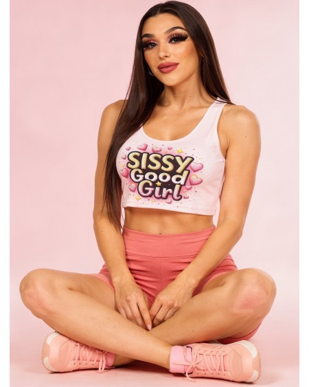 Sissy Good Girl Crop Top Pink Femboy Shirt S-5XL