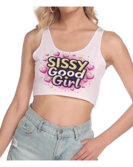 Sissy Good Girl Crop Top Pink Femboy Shirt S-5XL