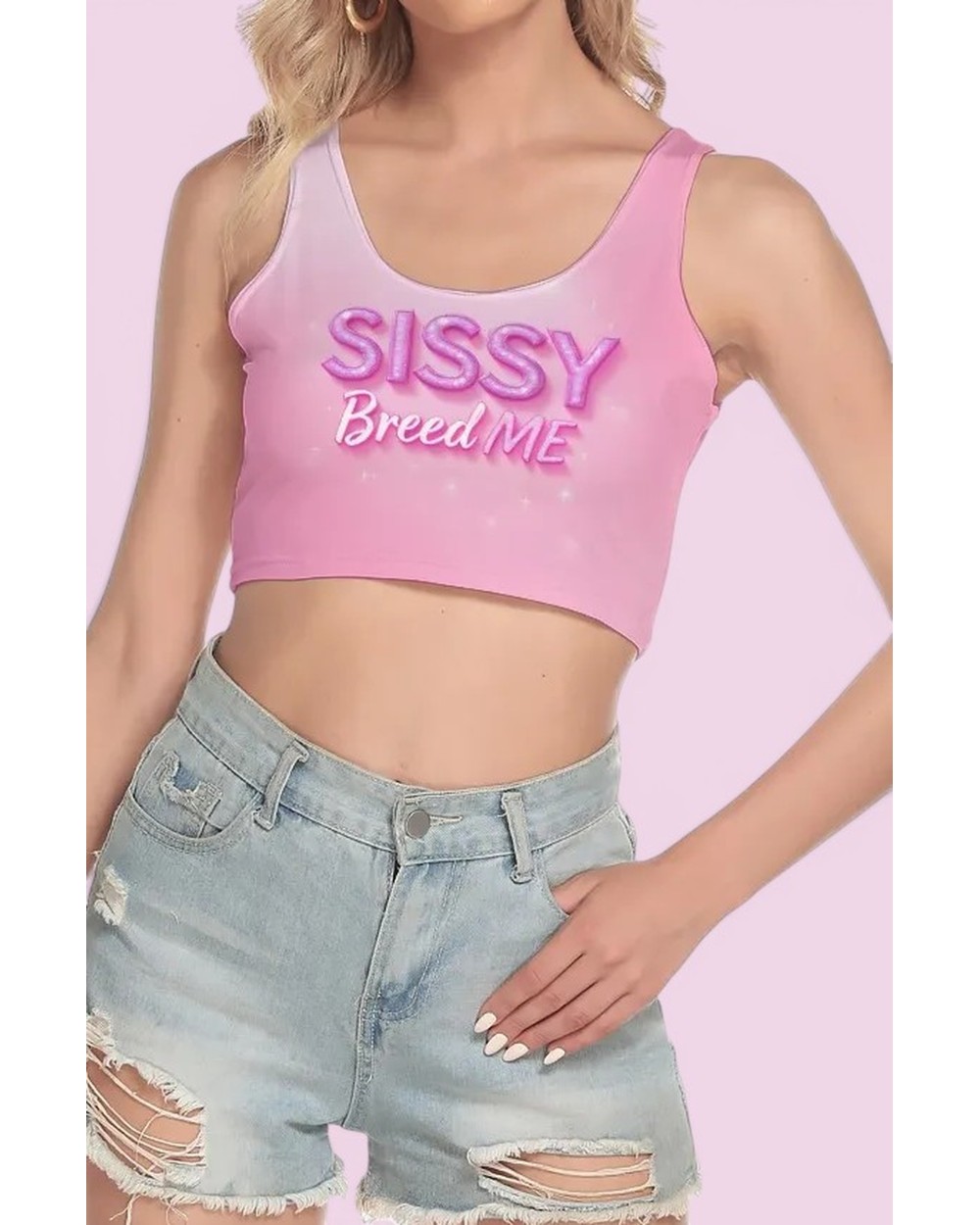 Sissy Breed Me Pink Crop Top S-5XL Fetish Femboy Shirt