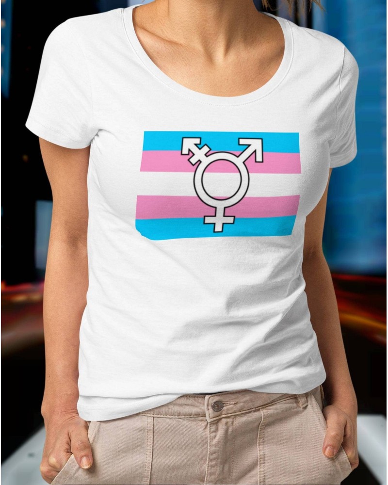 T - Shirt TRANSGENDER symbol white, green, salmon, green