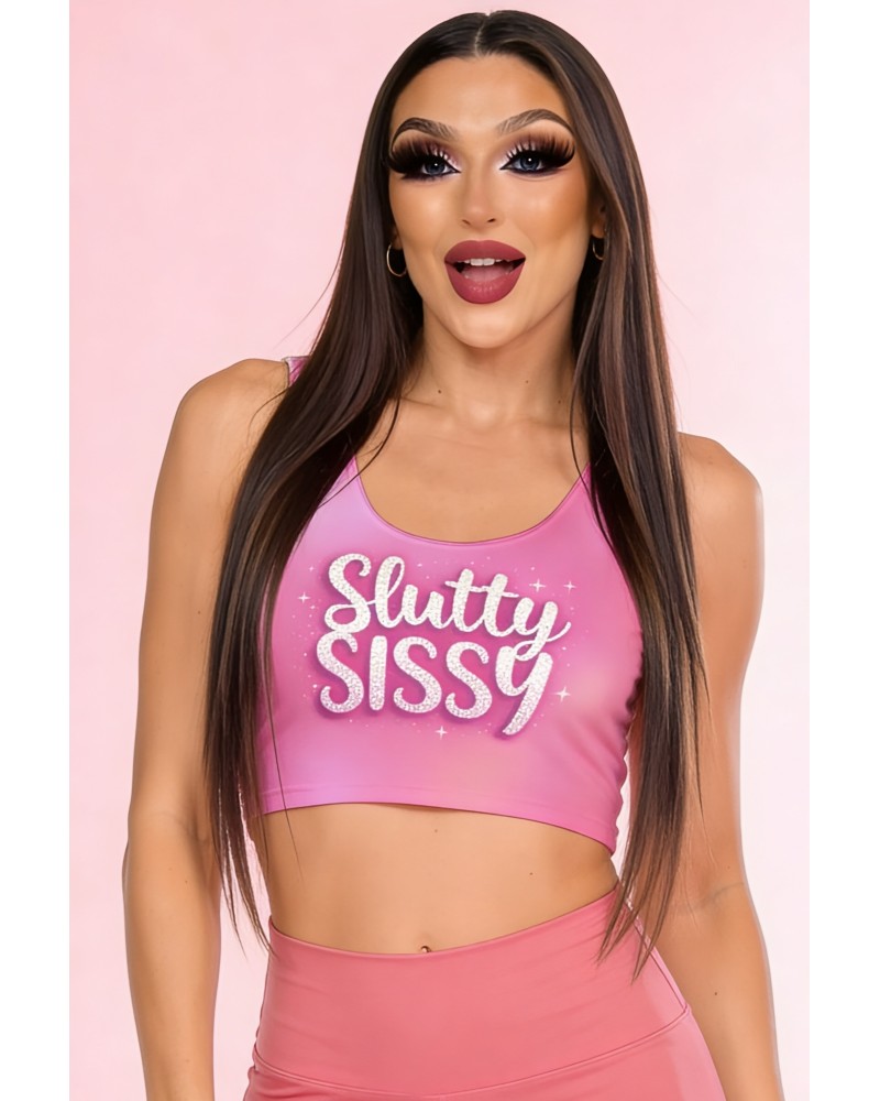 Slutty Sissy Pink Crop Top for Femboy & Crossdresser
