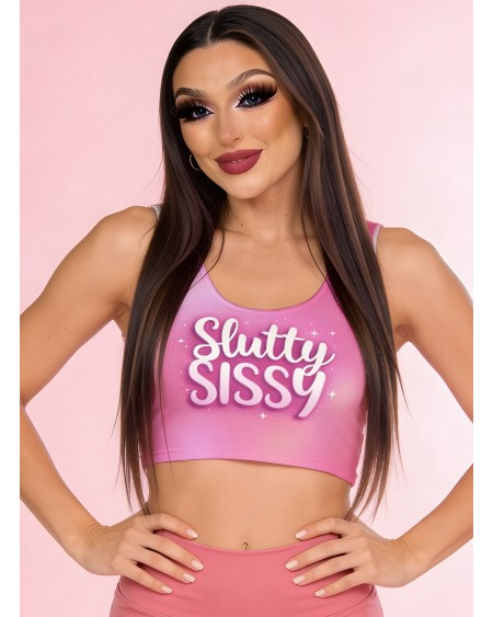 Slutty Sissy Pink Crop Top for Femboy & Crossdresser