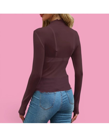 Transparent Mesh Femboy T-Shirt Sheer Long Sleeve Top