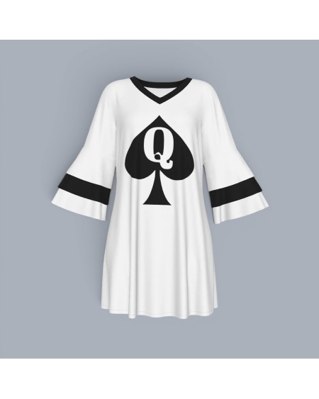 Queen of Spades Bell Sleeve Mini Dress S-6XL