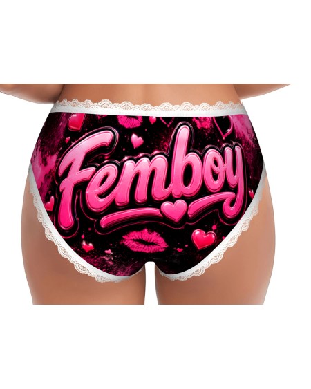Femboy Panties Pink Hearts Lace Briefs | Cute Sissy Underwear