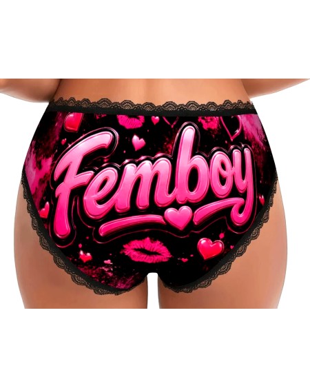 Femboy Panties Pink Hearts Lace Briefs | Cute Sissy Underwear