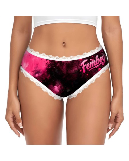 Femboy Panties Pink Hearts Lace Briefs | Cute Sissy Underwear