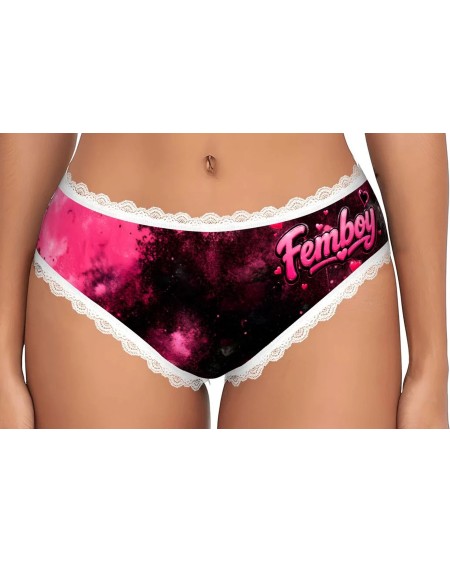 Femboy Panties Pink Hearts Lace Briefs | Cute Sissy Underwear