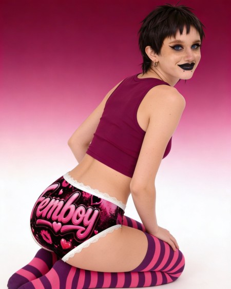 Femboy Panties Pink Hearts Lace Briefs | Cute Sissy Underwear