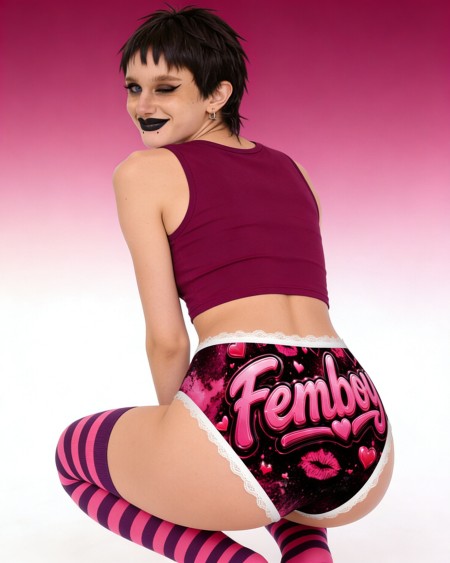 Femboy Panties Pink Hearts Lace Briefs | Cute Sissy Underwear