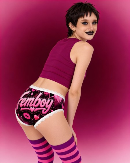 Femboy Panties Pink Hearts Lace Briefs | Cute Sissy Underwear