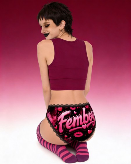 Femboy Panties Pink Hearts Lace Briefs | Cute Sissy Underwear