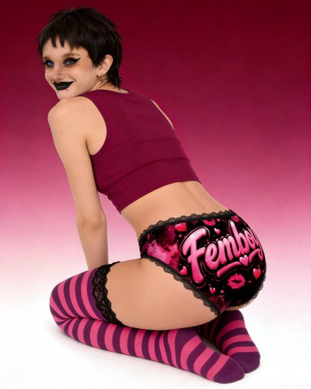 Femboy Panties Pink Hearts Lace Briefs | Cute Sissy Underwear