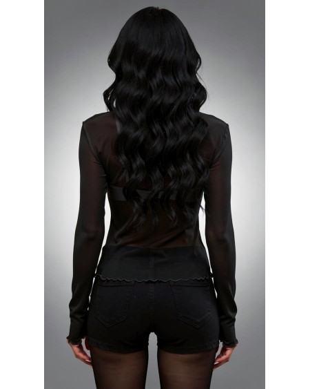 Transparent Femboy Mesh Top XS-6XL | Gothic Sheer Raven Shirt