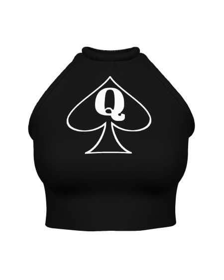 Queen of Spades Halter Crop Top | High Neck Sleeveless QOS Top
