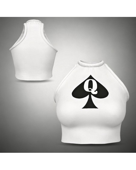 Queen of Spades Halter Crop Top | High Neck Sleeveless QOS Top