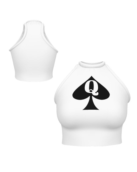 Queen of Spades Halter Crop Top | High Neck Sleeveless QOS Top