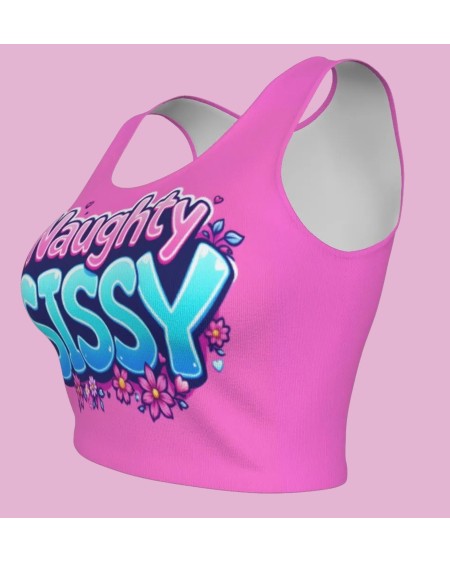 Naughty Sissy Crop Tank Top Pink Feminine Sissy Clothing
