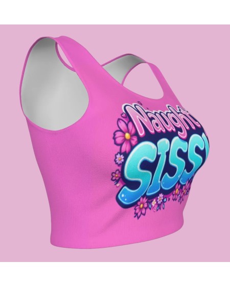 Naughty Sissy Crop Tank Top Pink Feminine Sissy Clothing