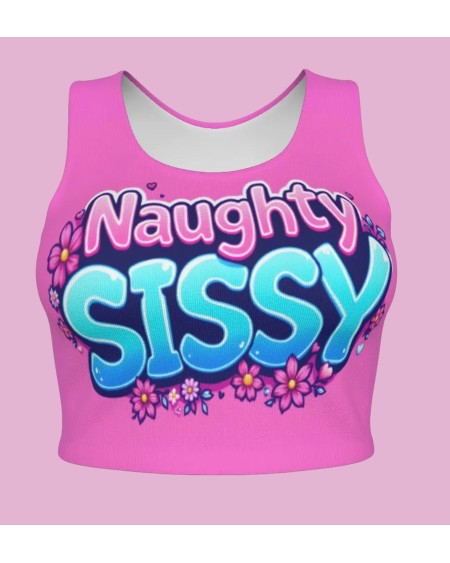 Naughty Sissy Crop Tank Top Pink Feminine Sissy Clothing