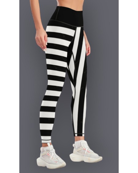 QUEEN OF SPADES Black and white stripe legging, queen of